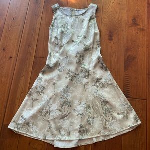 Vintage Green and White Flowered Sundress with Corset Type Tie in Back.  Size 5